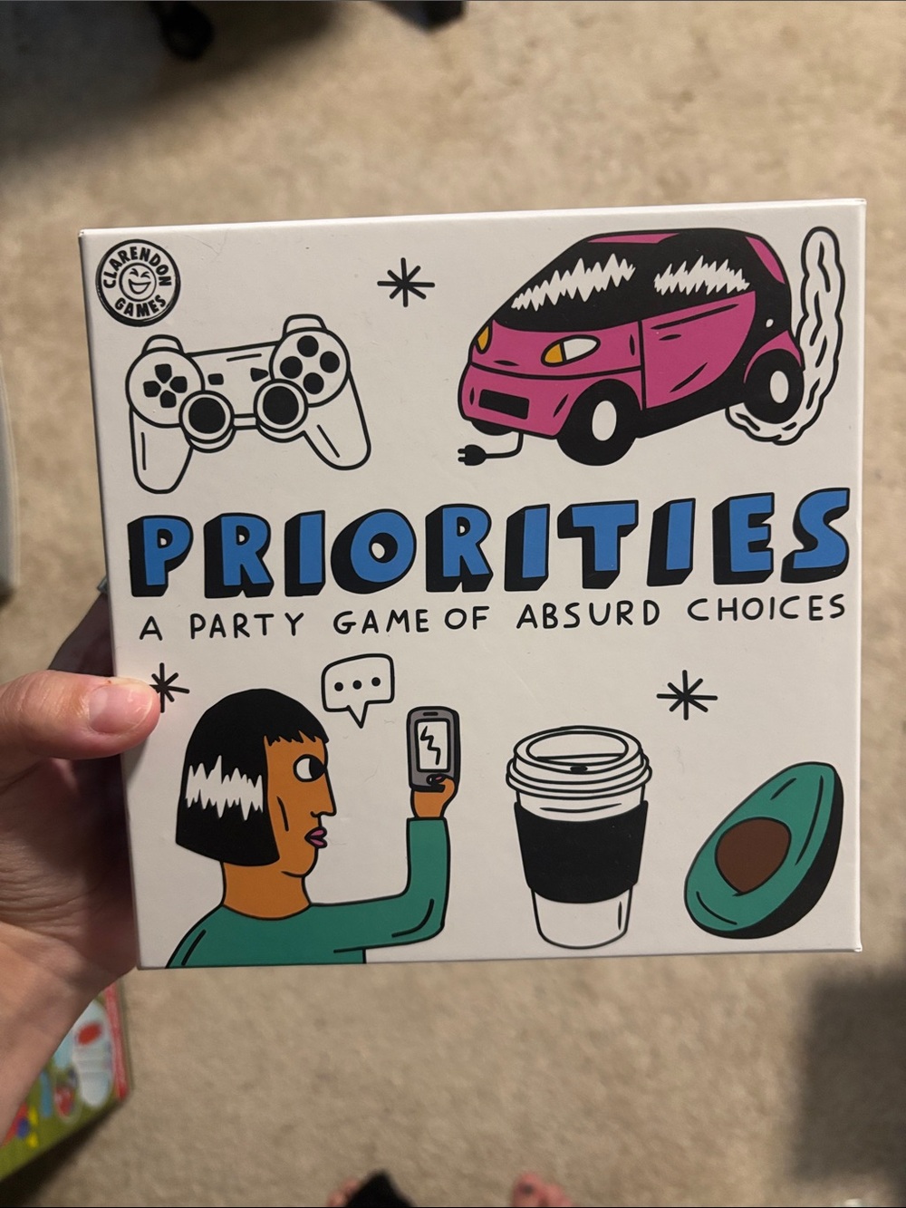 Priorities Party Game - White with Blue Accents